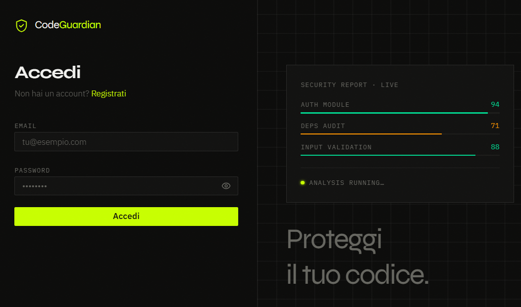 Schermata di Accesso
